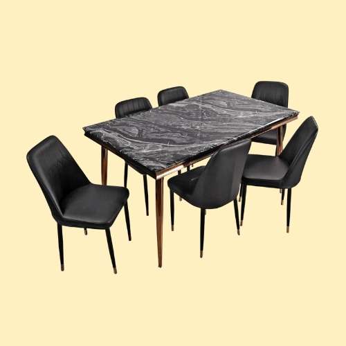 Modern Black Dining Set (1+4 / 1+6) | Premium Wooden Dining Table with Chairs
