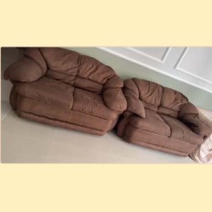 2-Seater + 3-Seater Brown Sofa Set in Abu Dhabi | Affordable Living Room Furniture
