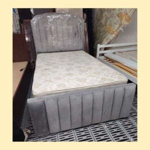 Luxury Grey Velvet Single Bed Frame – Premium Comfort & Modern Style