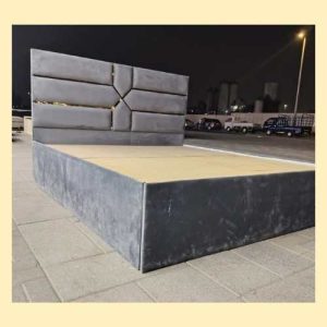 Luxury Grey Upholstered Used Bed – Modern, Stylish & Durable