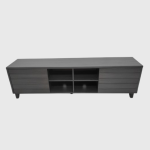 Wooden TV Stand – Ash Walnut, Grey Sleek Design