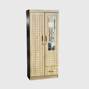 Double Door Wardrobe with Shelves & Drawer