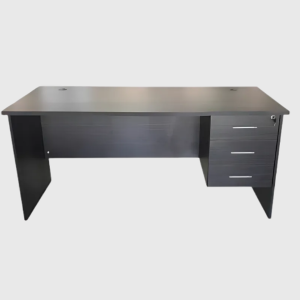 Modern Ash Gray Office Desk with Lockable Drawer