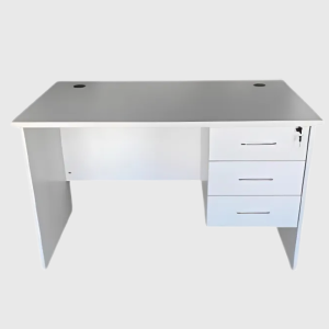 Luxurious White Office Desk with Storage Drawers
