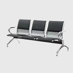 AIRPORT CHAIR 3 SEATER – BLACK & SILVER