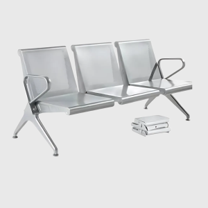 AIRPORT CHAIR 3 SEATER – White & Silver