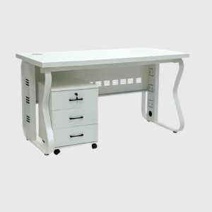 Modern White Office Desk with Mobile Pedestal